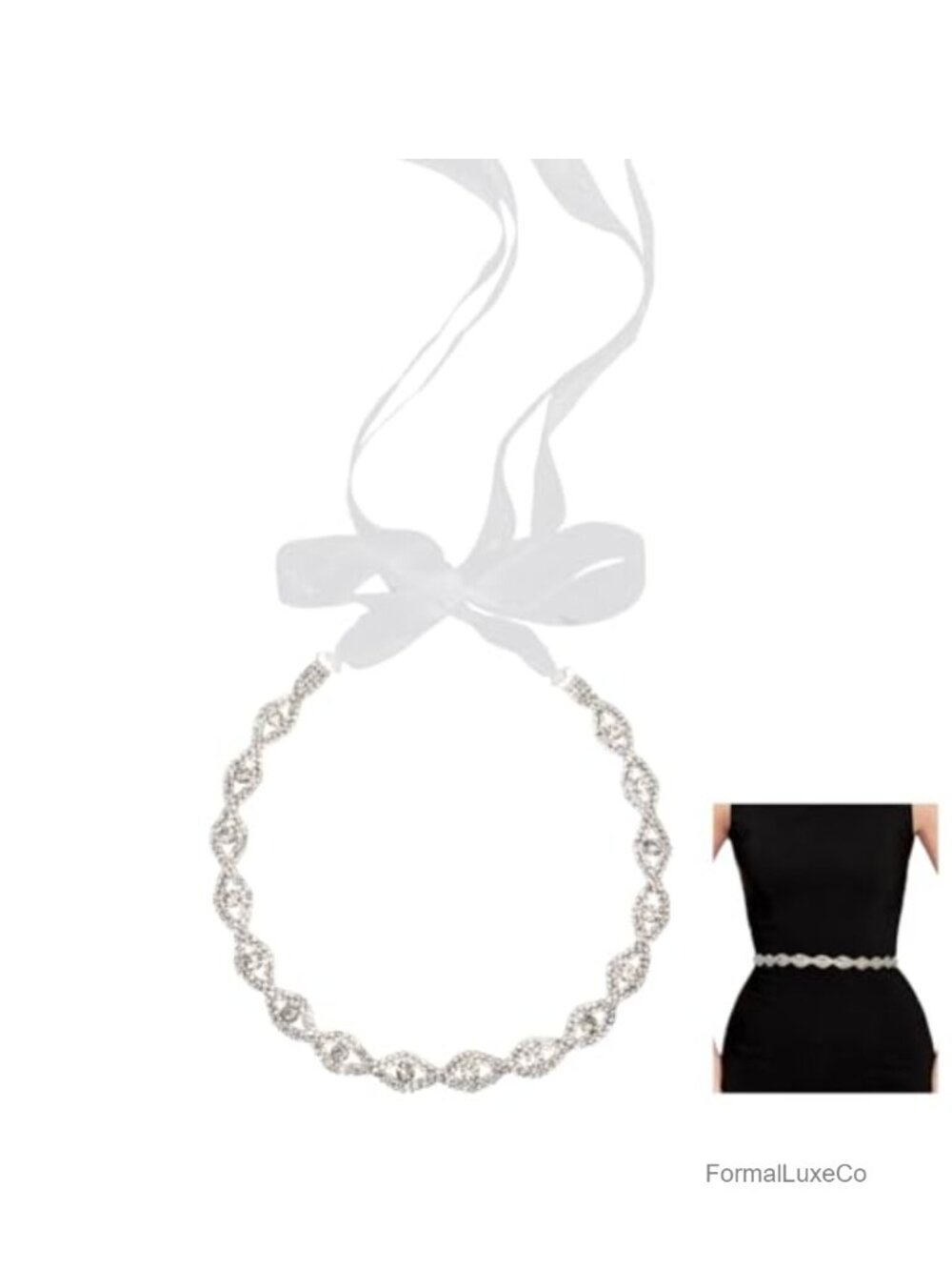 Crystal Rhinestone Bridal Belt Wedding Sash with Ribbon
